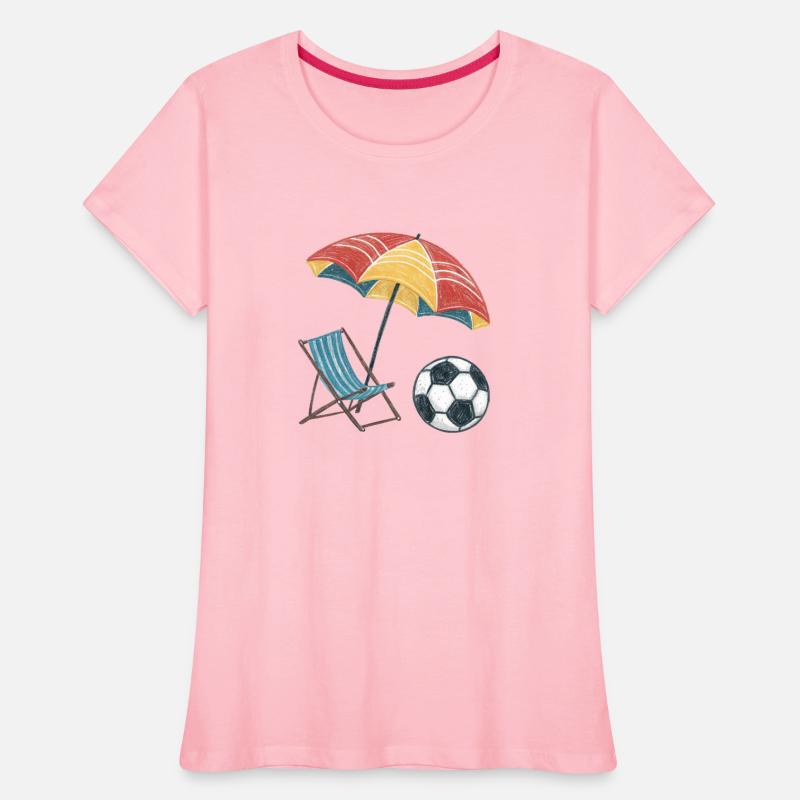 Soccer Ball on the Beach with Chair and Parasol