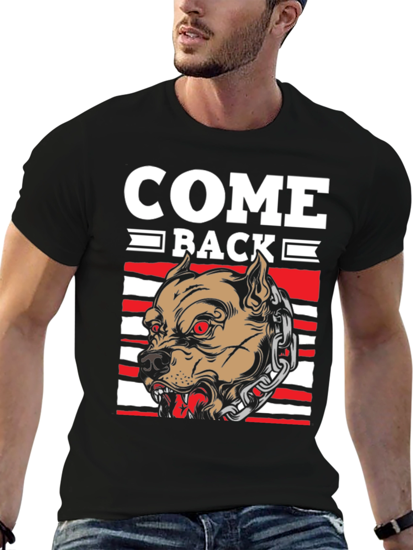 Come Back Pitbull Graphic T-Shirt - Mens Black Tee