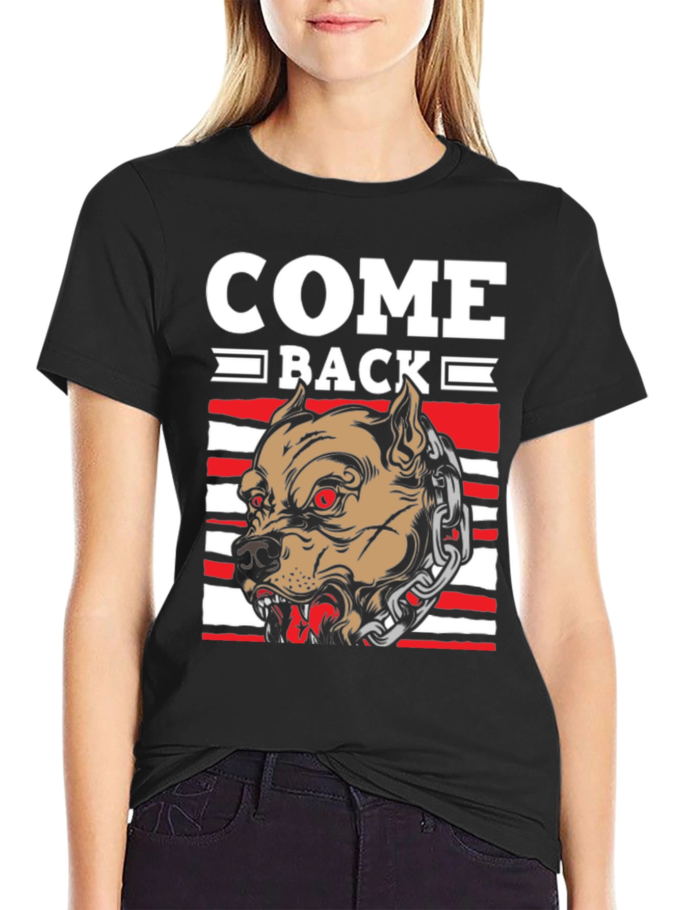Come Back Pitbull Graphic T-Shirt - Mens Black Tee