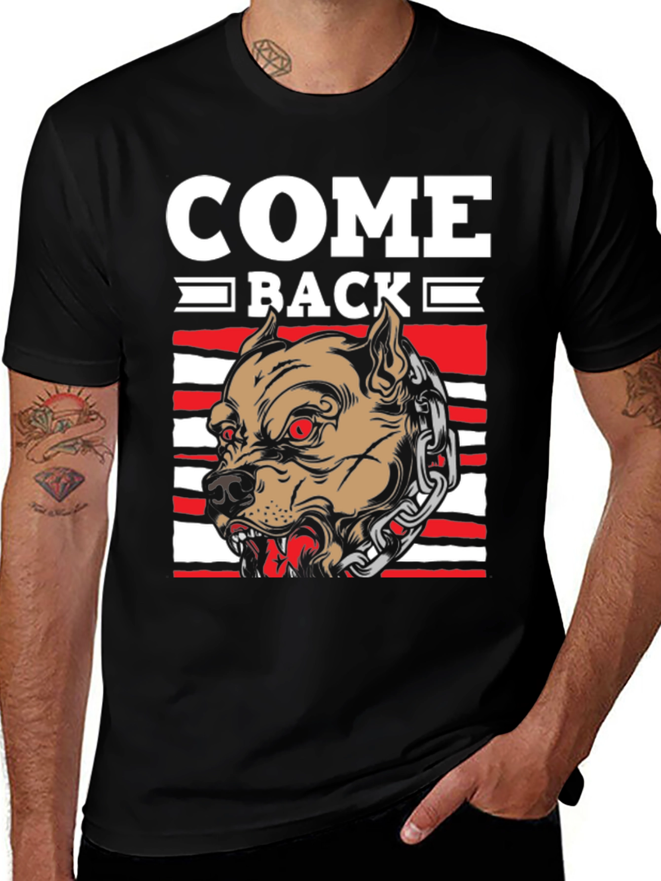 Come Back Pitbull Graphic T-Shirt - Mens Black Tee