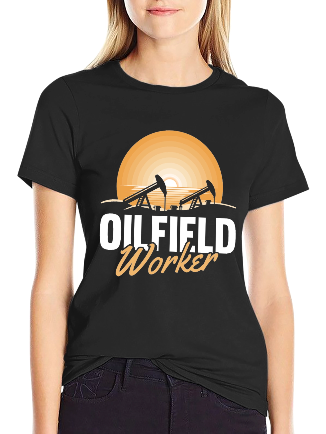 Oilfield Worker Graphic Tee - Sunset Design