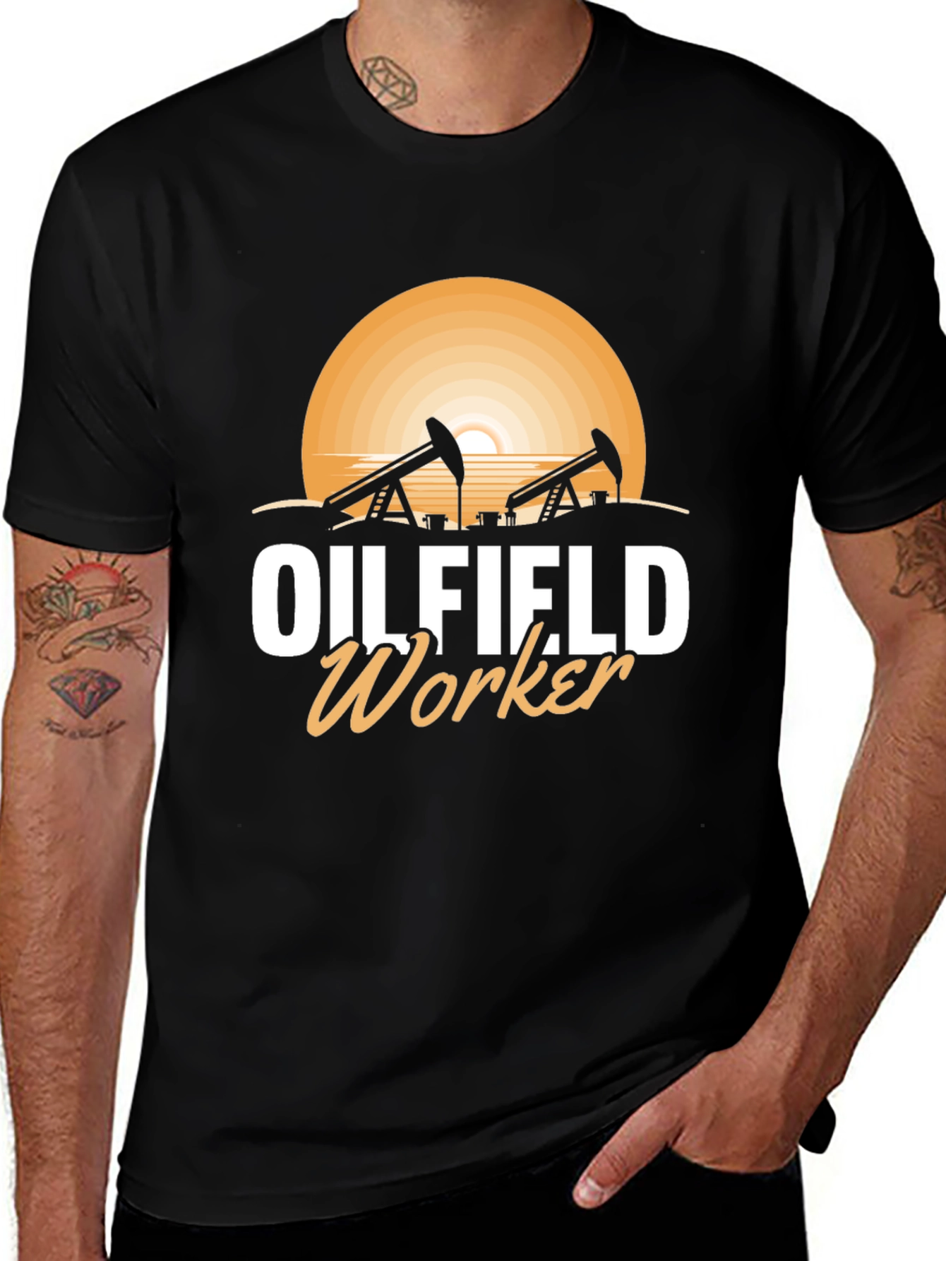 Oilfield Worker Graphic Tee - Sunset Design