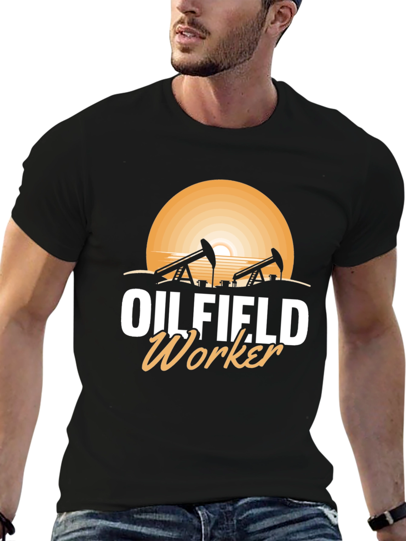 Oilfield Worker Graphic Tee - Sunset Design