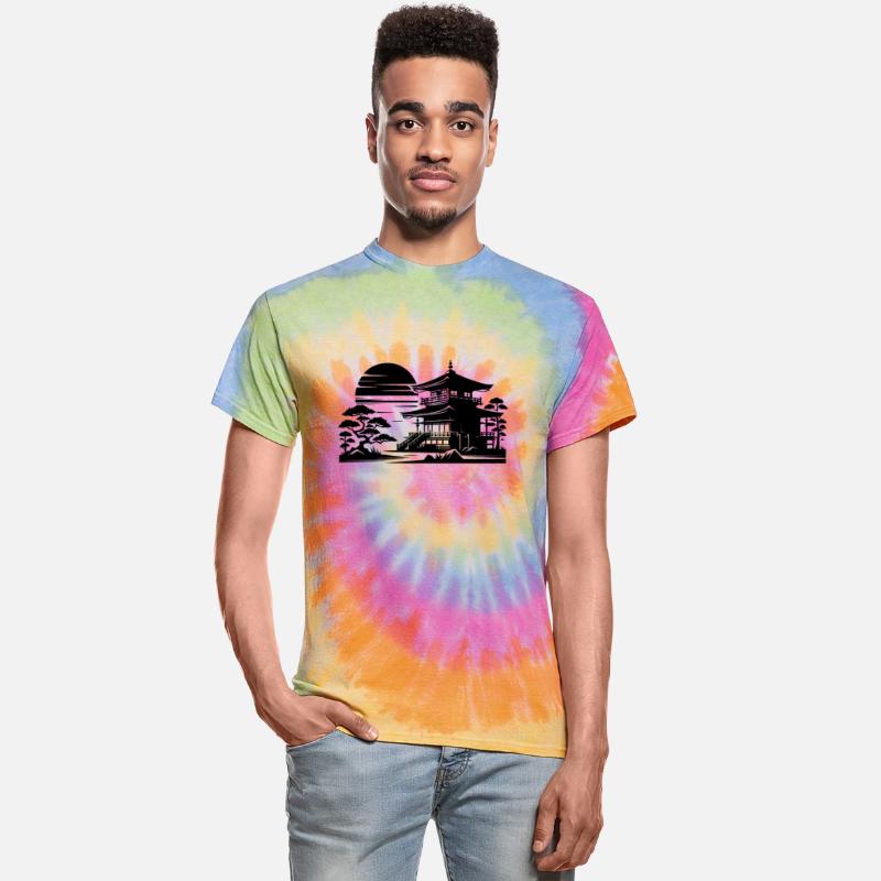 Sunset Temple Asian Landscape