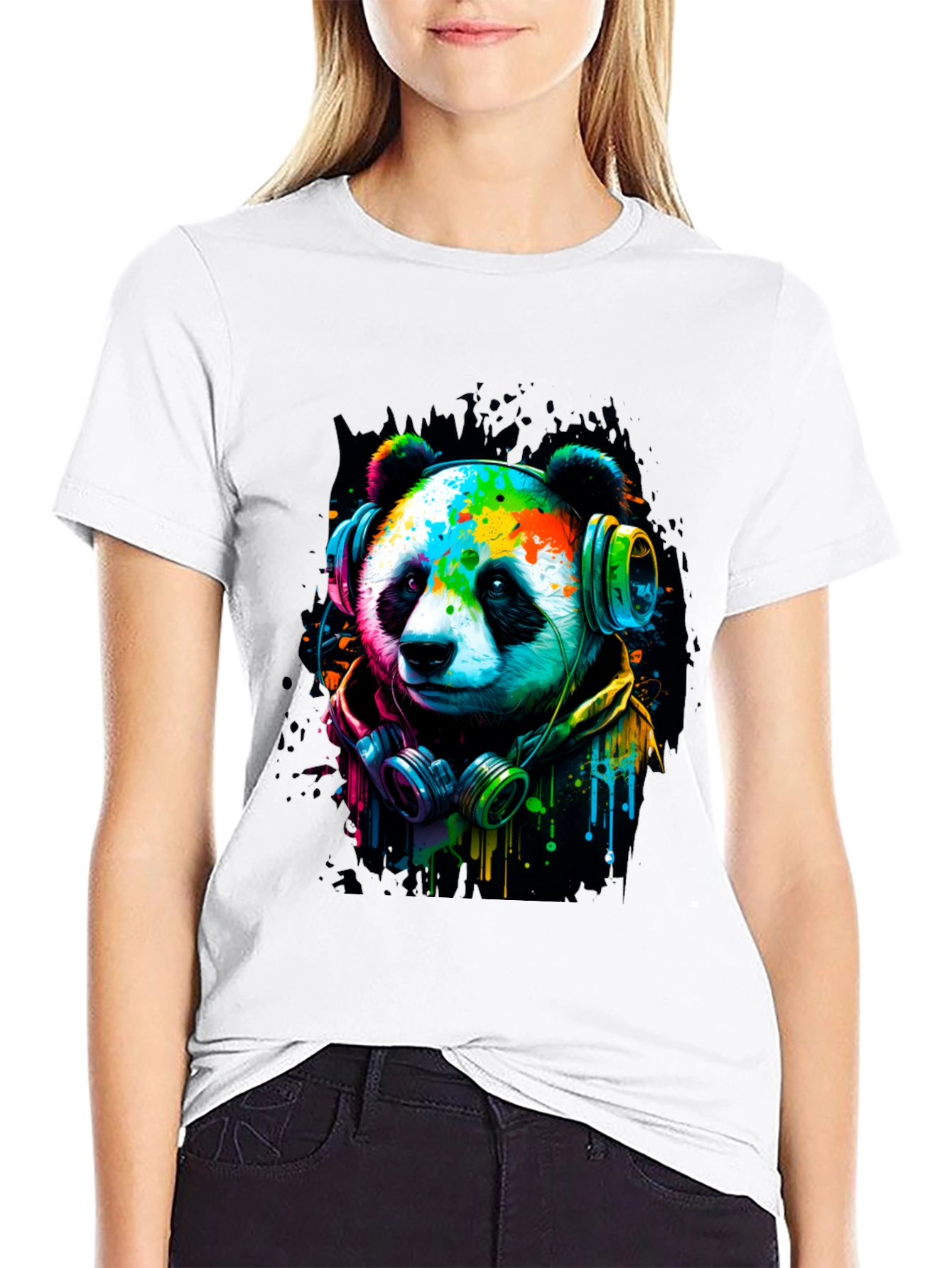 Cool Panda with Headphones Graphic Tee