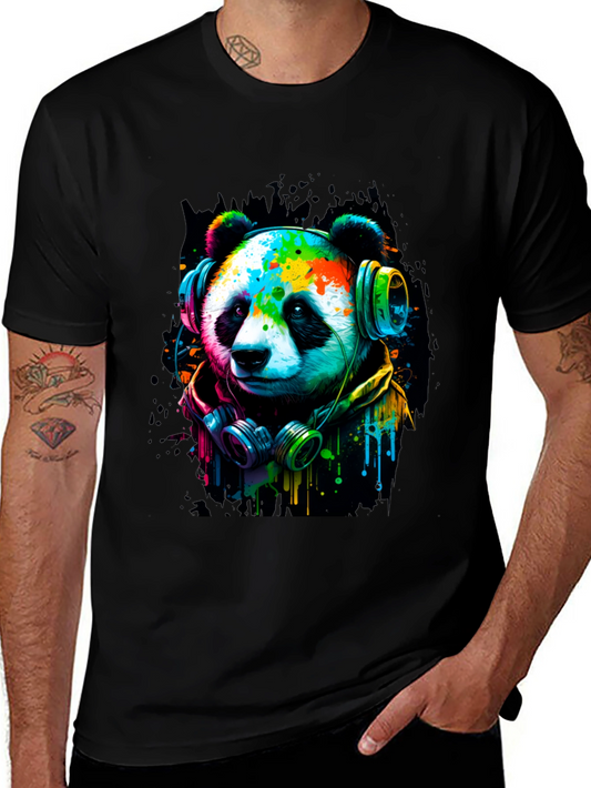 Cool Panda with Headphones Graphic Tee