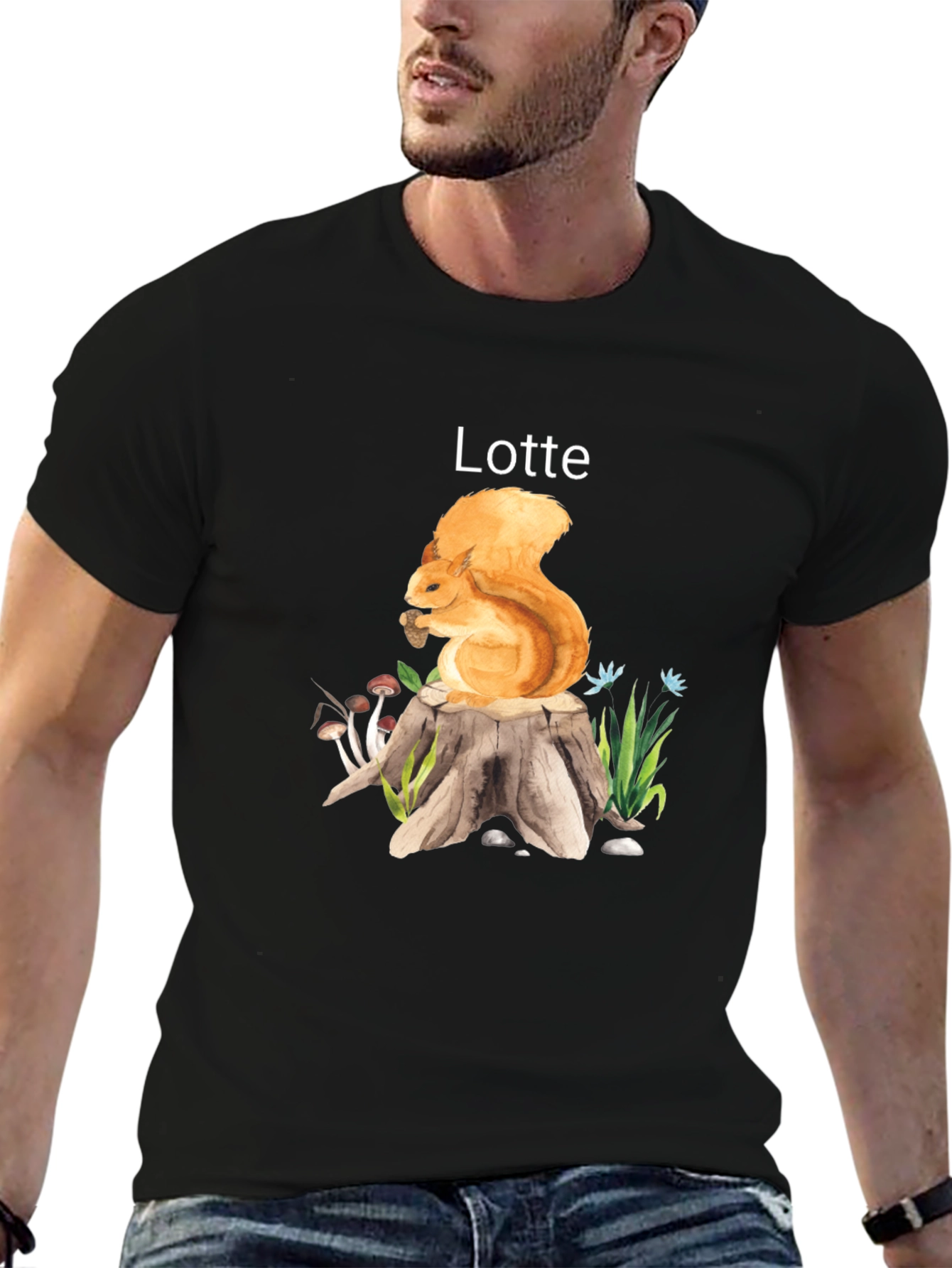 Squirrel on Stump Custom Name T-Shirt