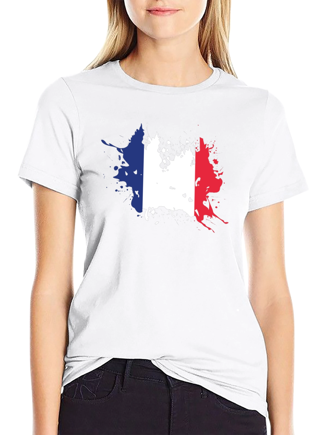 France Flag Splatter Graphic T-Shirt