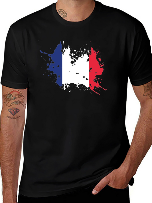 France Flag Splatter Graphic T-Shirt