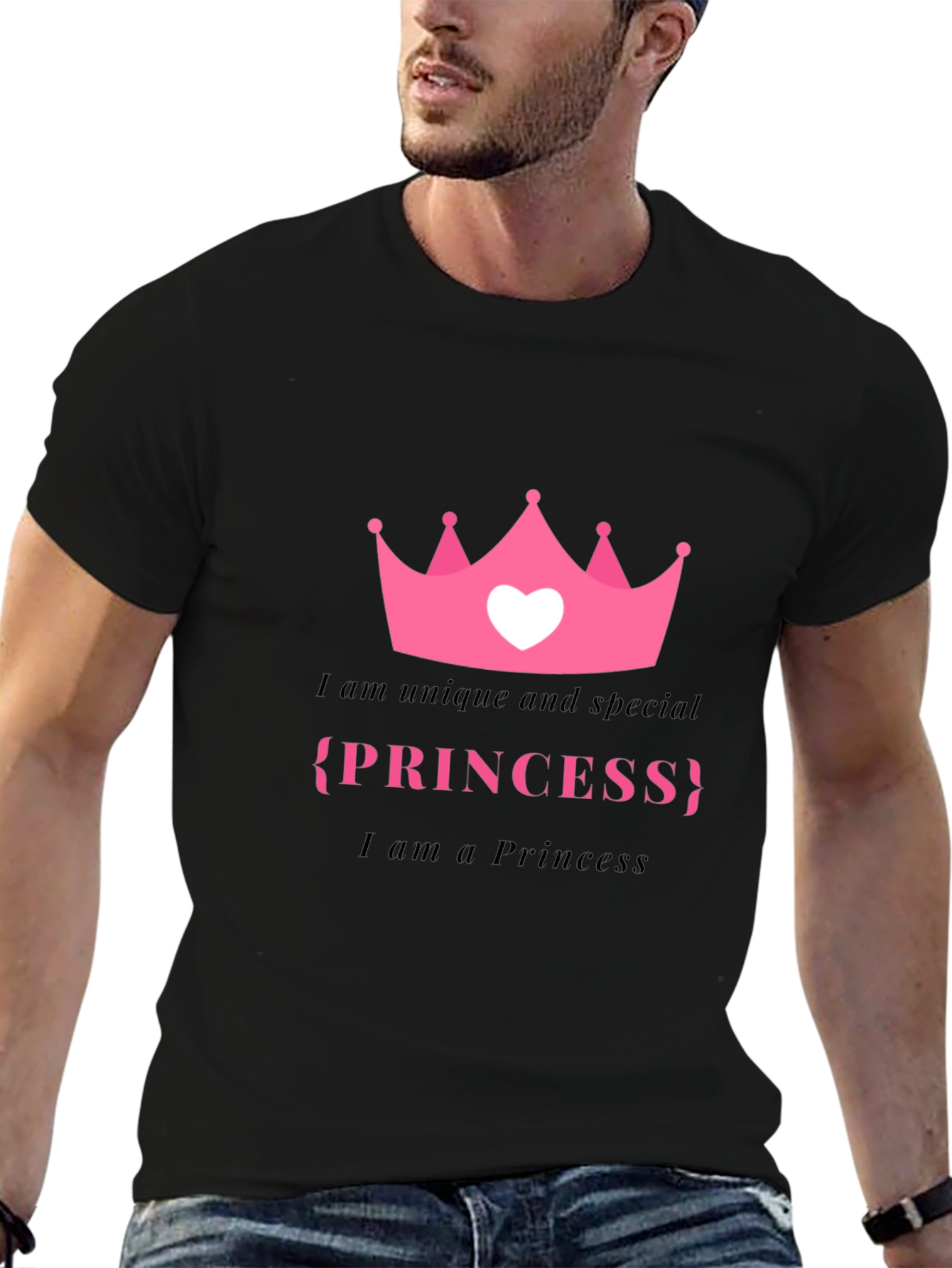 Unique Princess Graphic Tee - Black