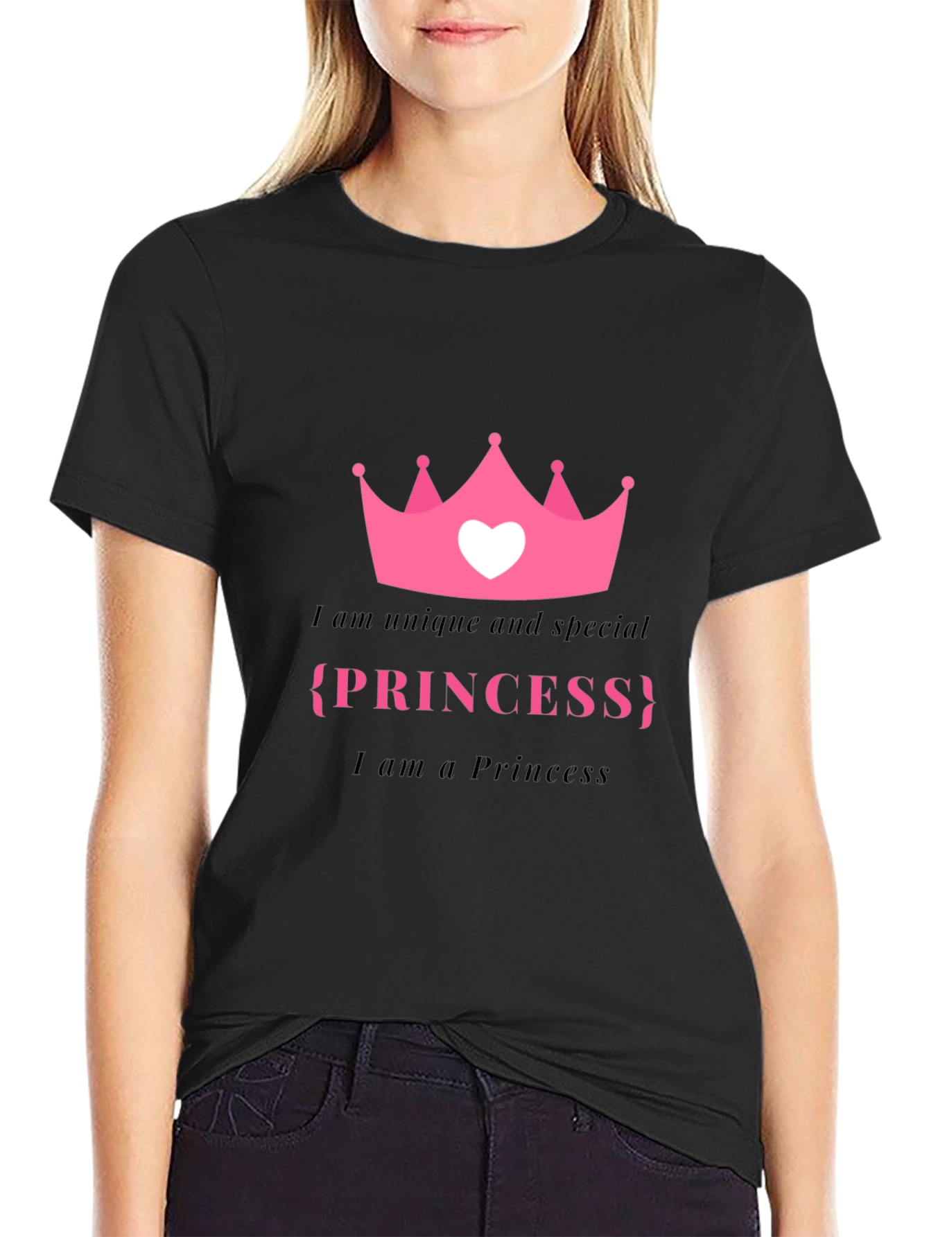 Unique Princess Graphic Tee - Black
