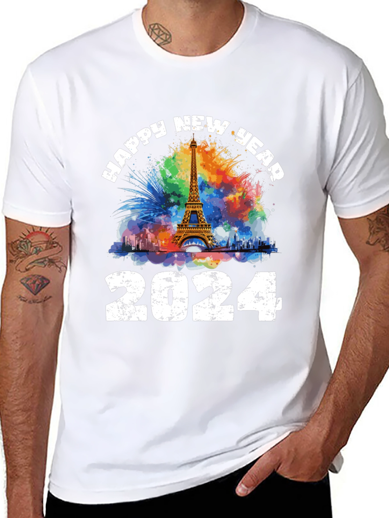 Happy New Year 2024 Eiffel Tower T-Shirt