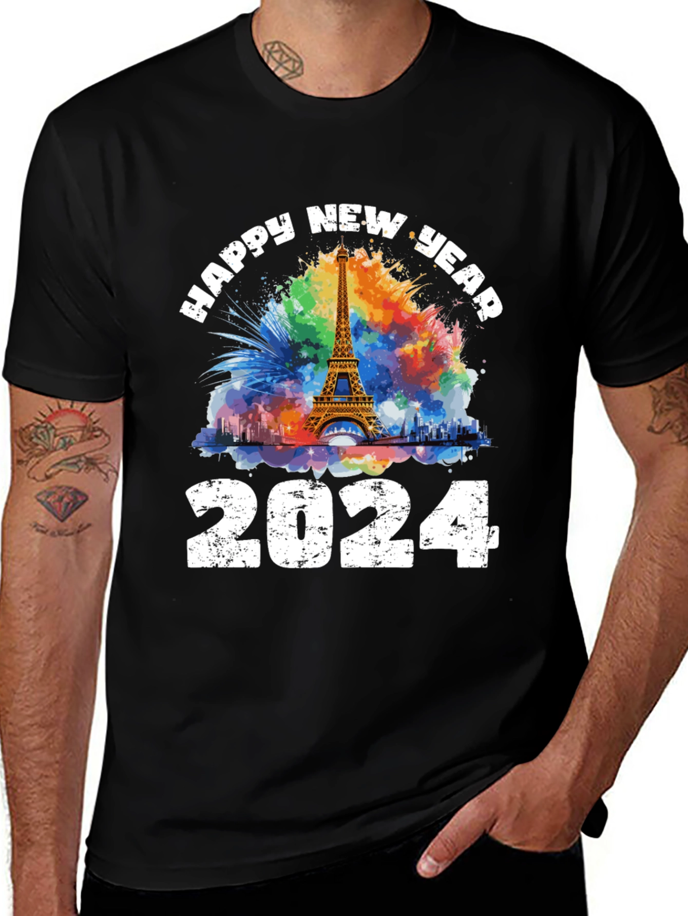 Happy New Year 2024 Eiffel Tower T-Shirt
