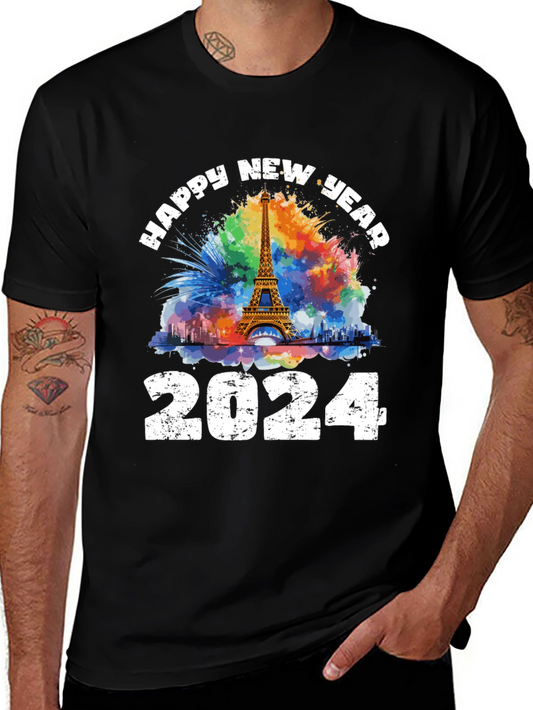 Happy New Year 2024 Eiffel Tower T-Shirt