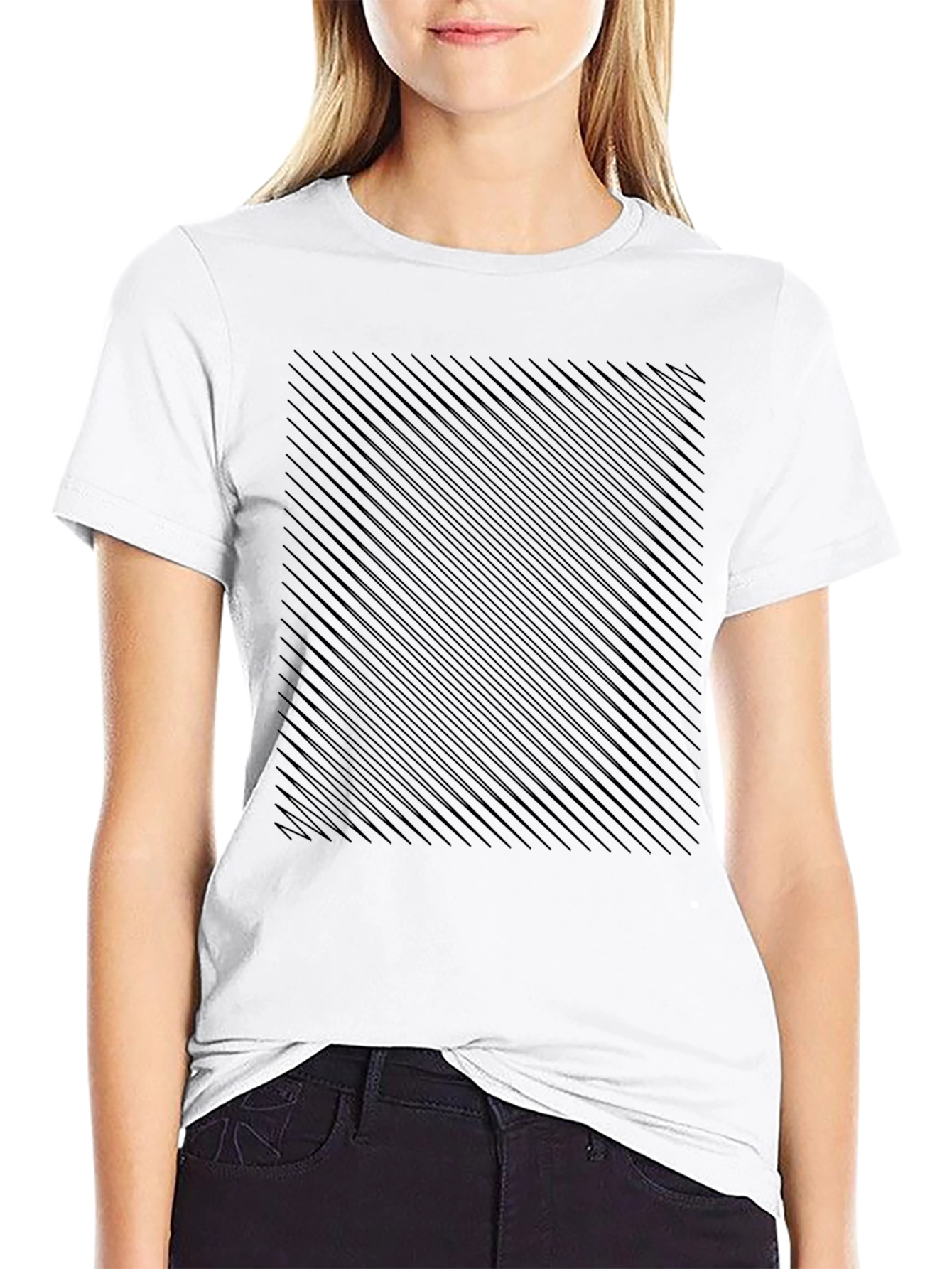 Mens Black Tee with Abstract Line Pattern