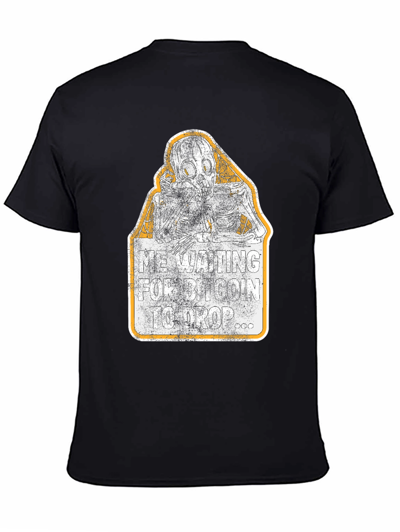Bitcoin Crypto Investor Waiting Skeleton Graphic T-Shirt