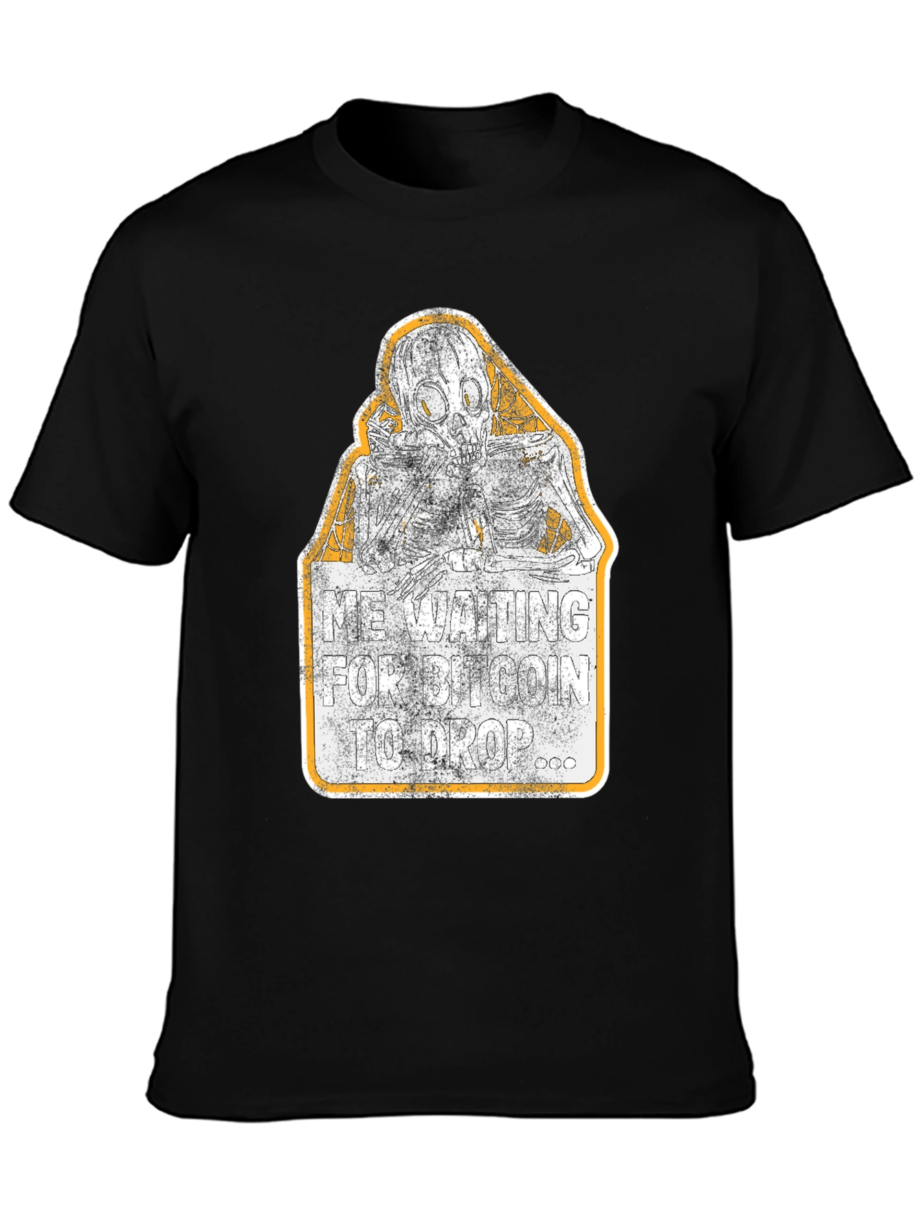 Bitcoin Crypto Investor Waiting Skeleton Graphic T-Shirt