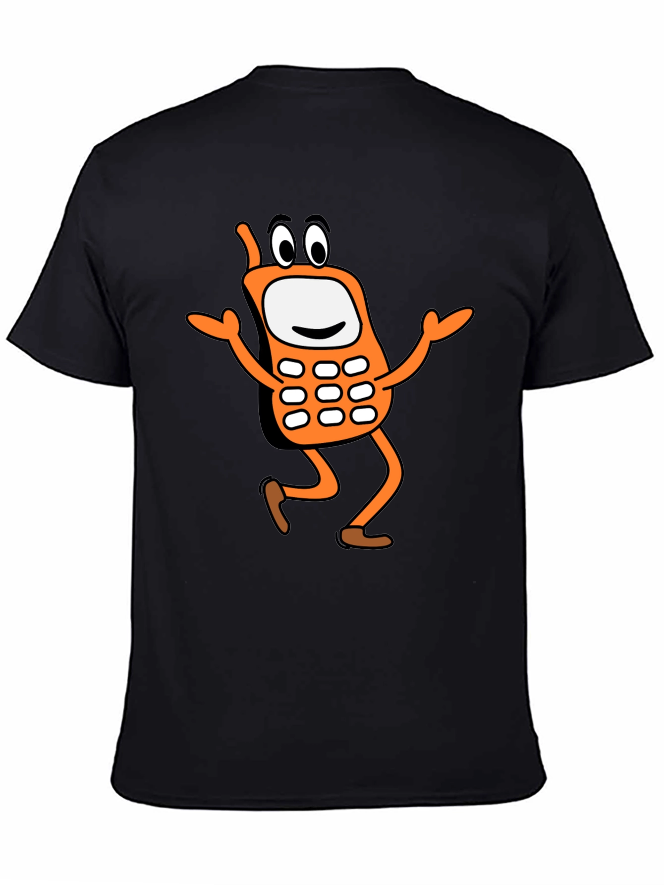 Funny Cartoon Cell Phone Black T-Shirt