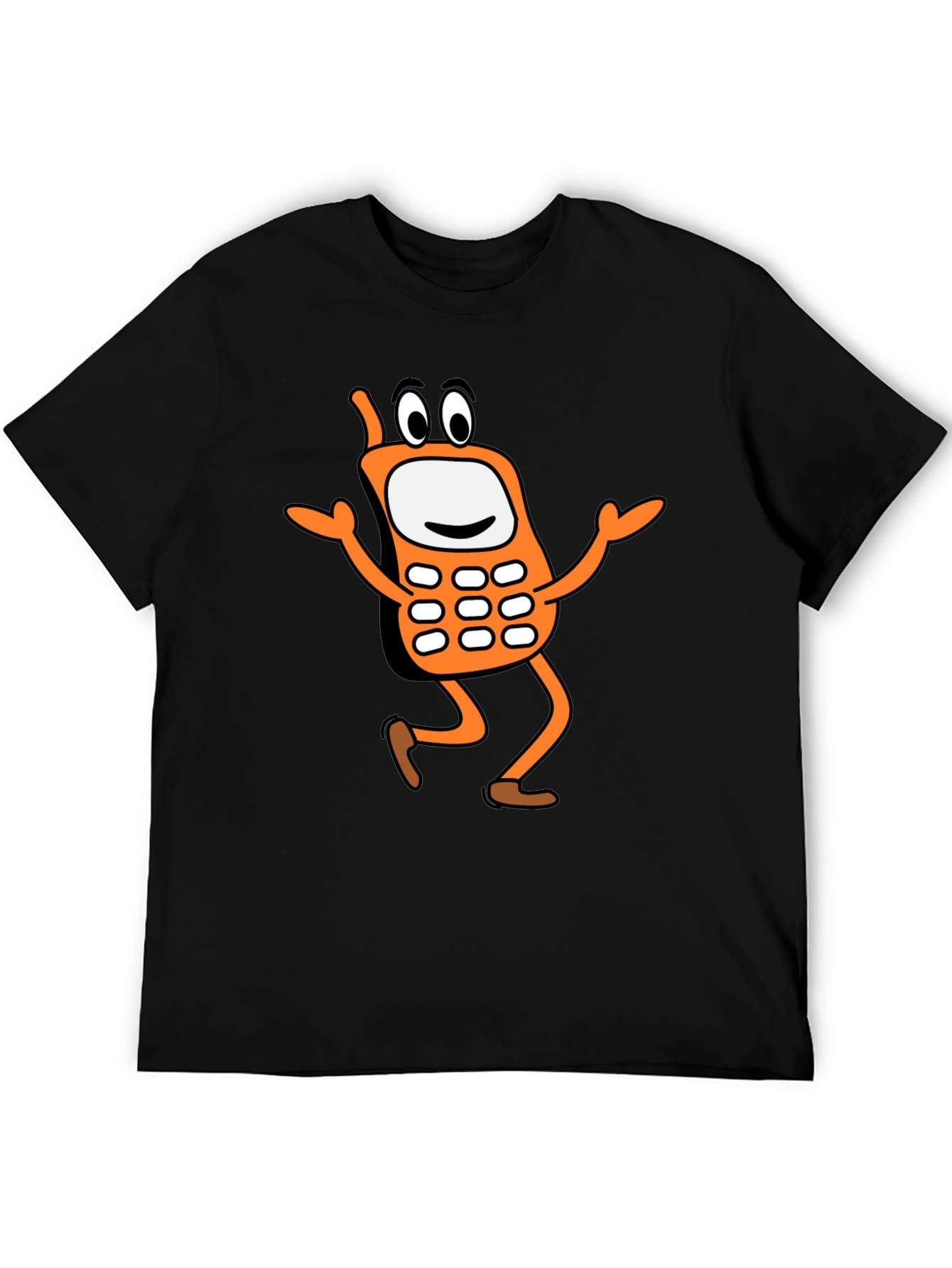 Funny Cartoon Cell Phone Black T-Shirt