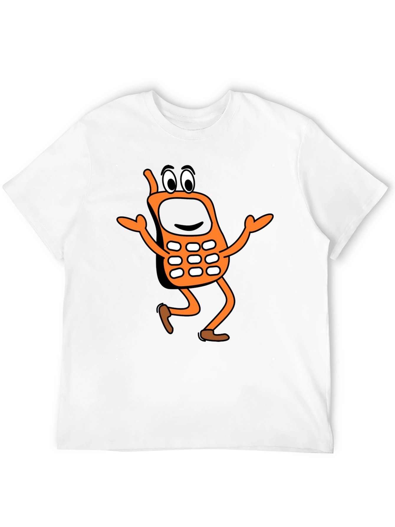 Funny Cartoon Cell Phone Black T-Shirt