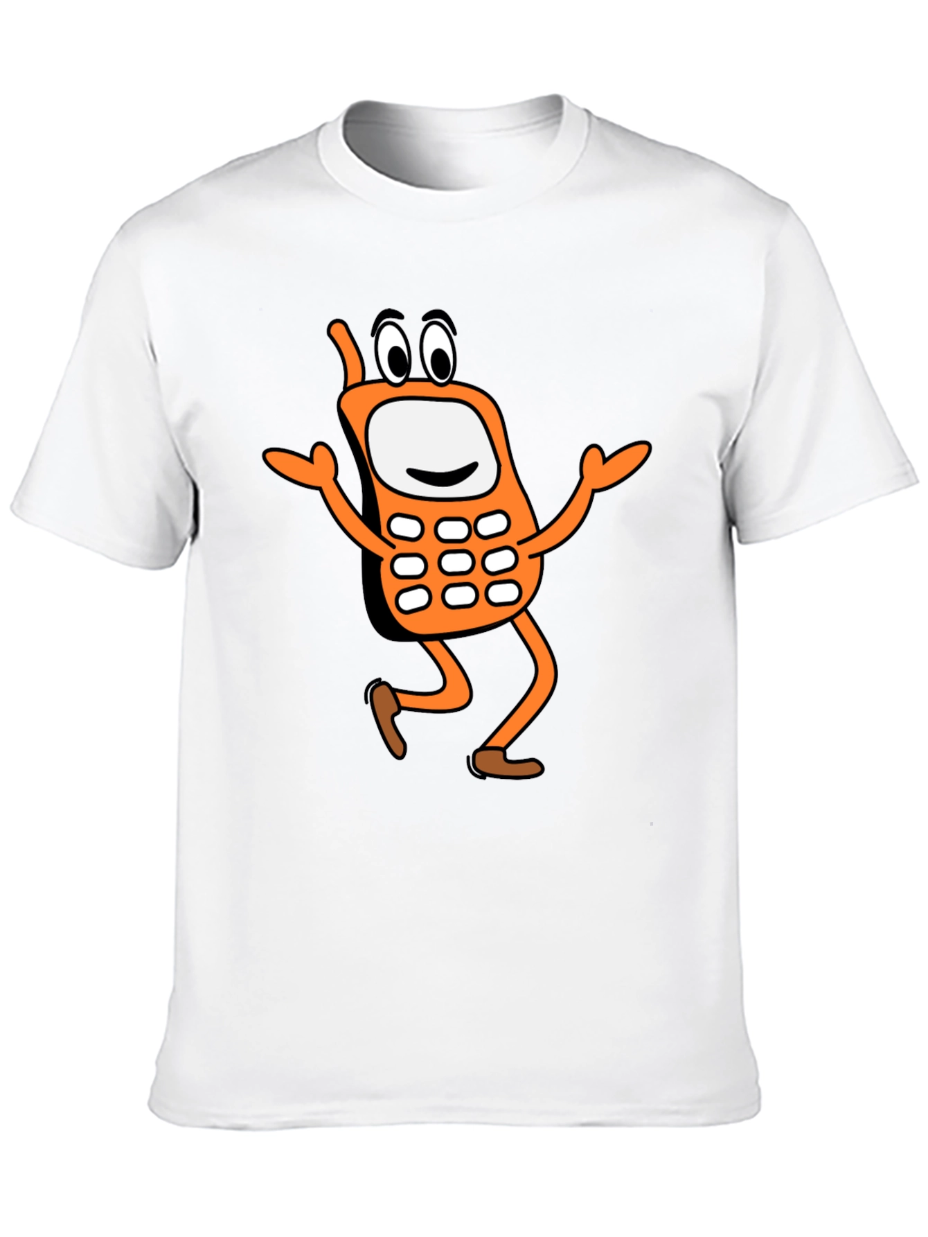 Funny Cartoon Cell Phone Black T-Shirt