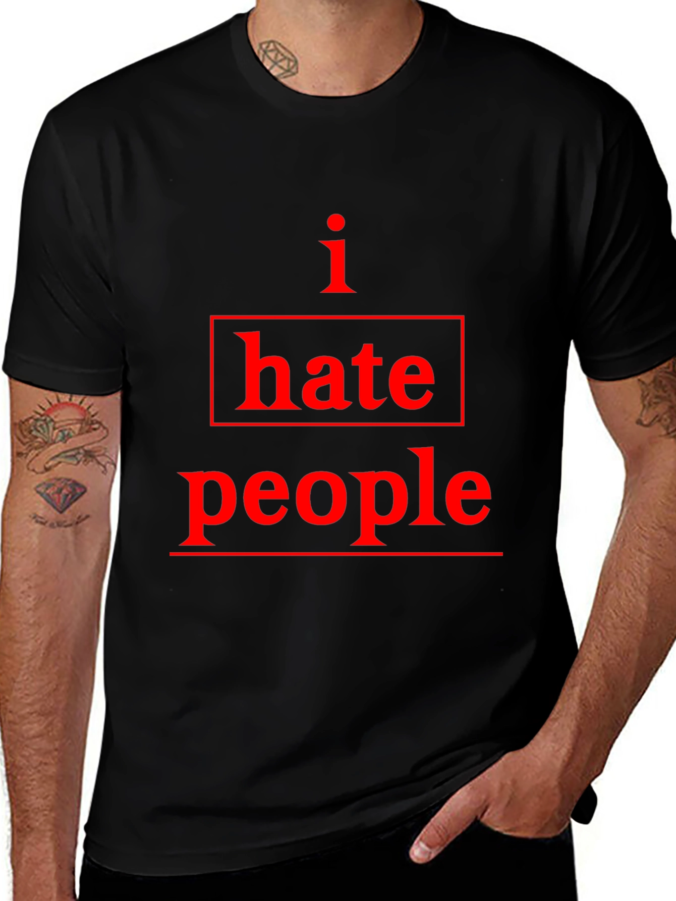 I Hate People Graphic Tee - Black Cotton T-Shirt