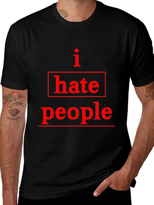 I Hate People Graphic Tee - Black Cotton T-Shirt