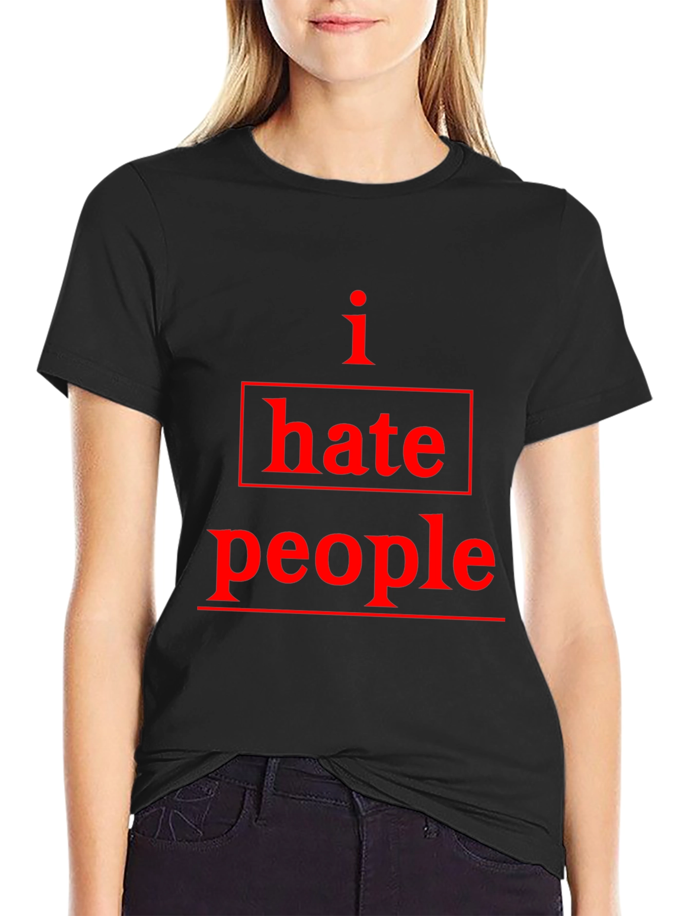 I Hate People Graphic Tee - Black Cotton T-Shirt