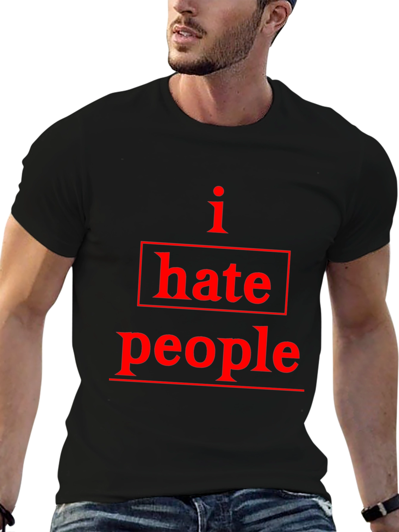 I Hate People Graphic Tee - Black Cotton T-Shirt