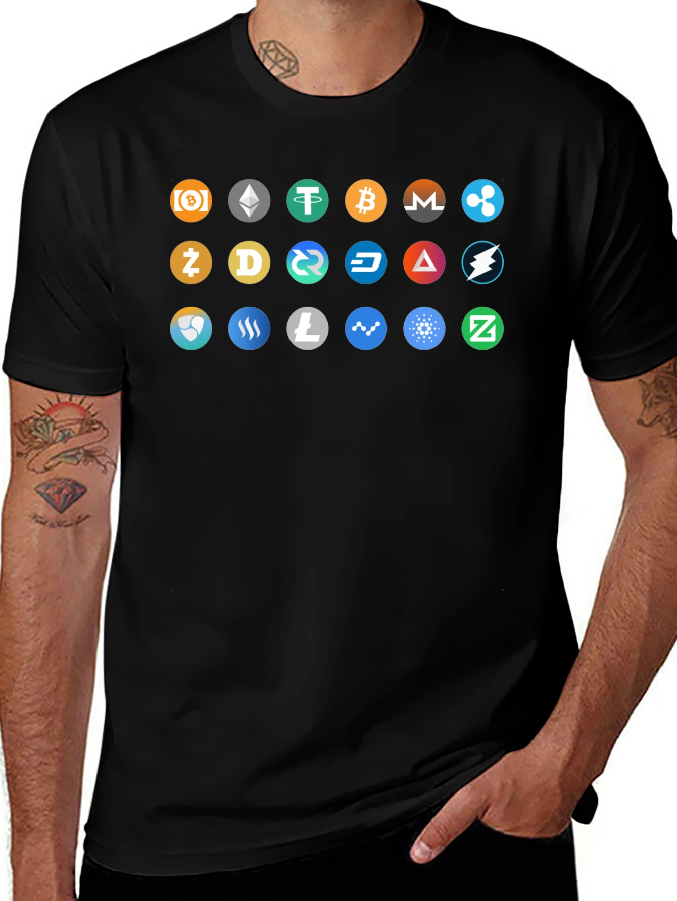 Crypto Currency Icons Black T-Shirt