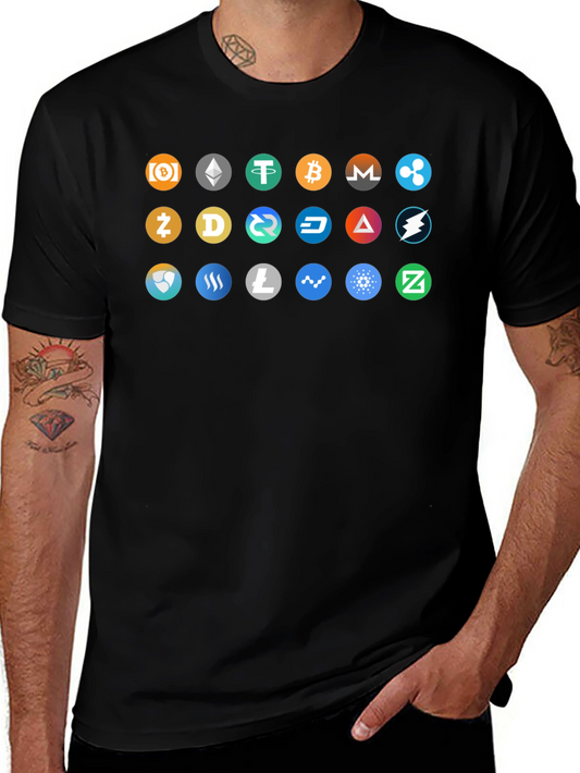 Crypto Currency Icons Black T-Shirt
