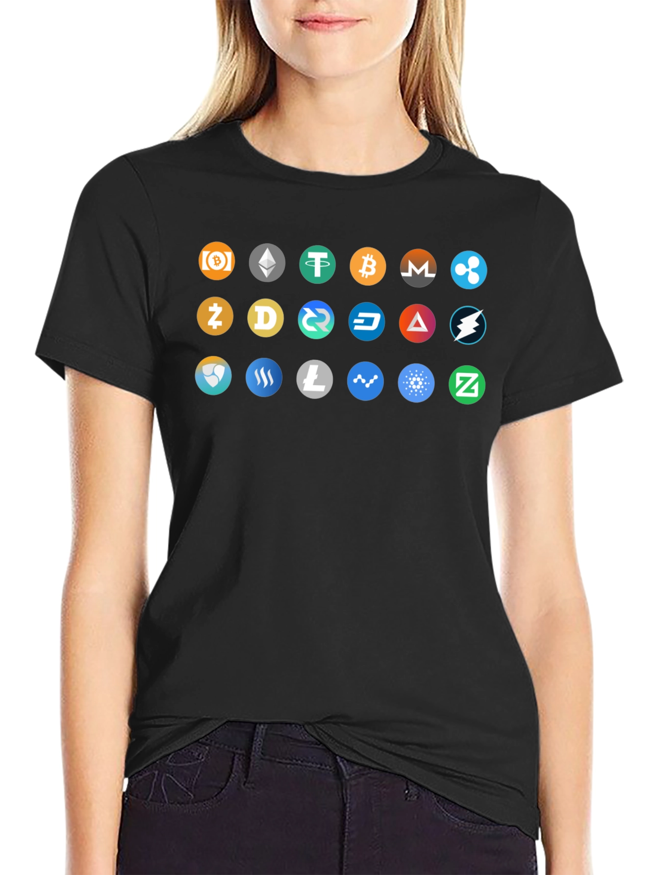 Crypto Currency Icons Black T-Shirt