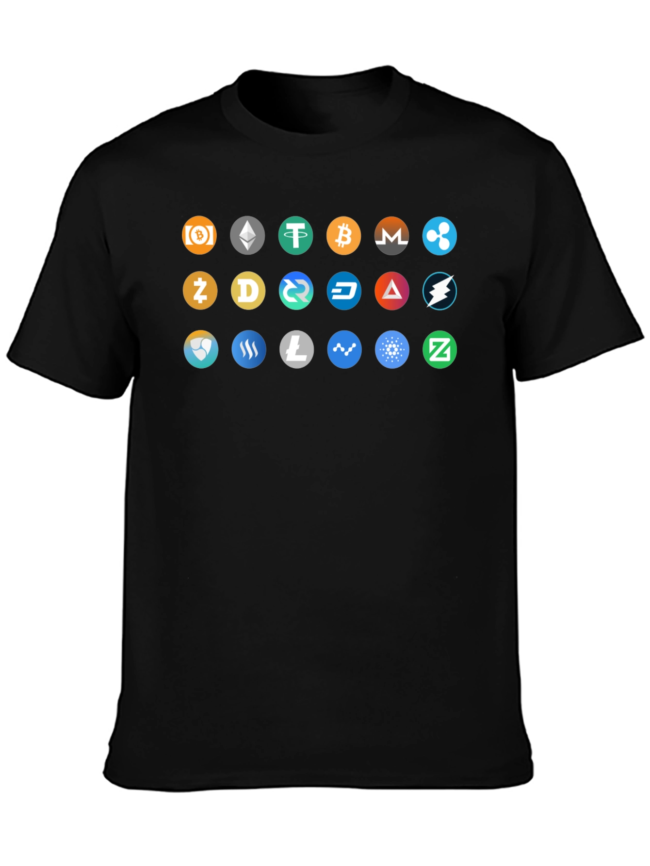 Crypto Currency Icons Black T-Shirt