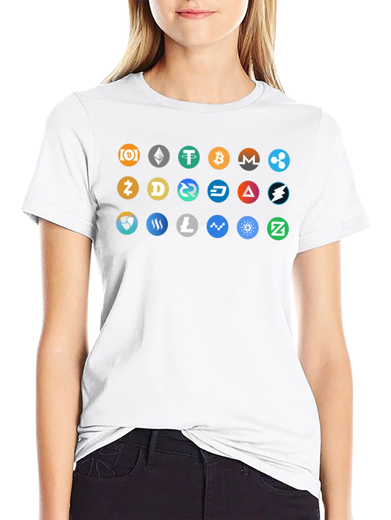 Crypto Currency Icons Black T-Shirt