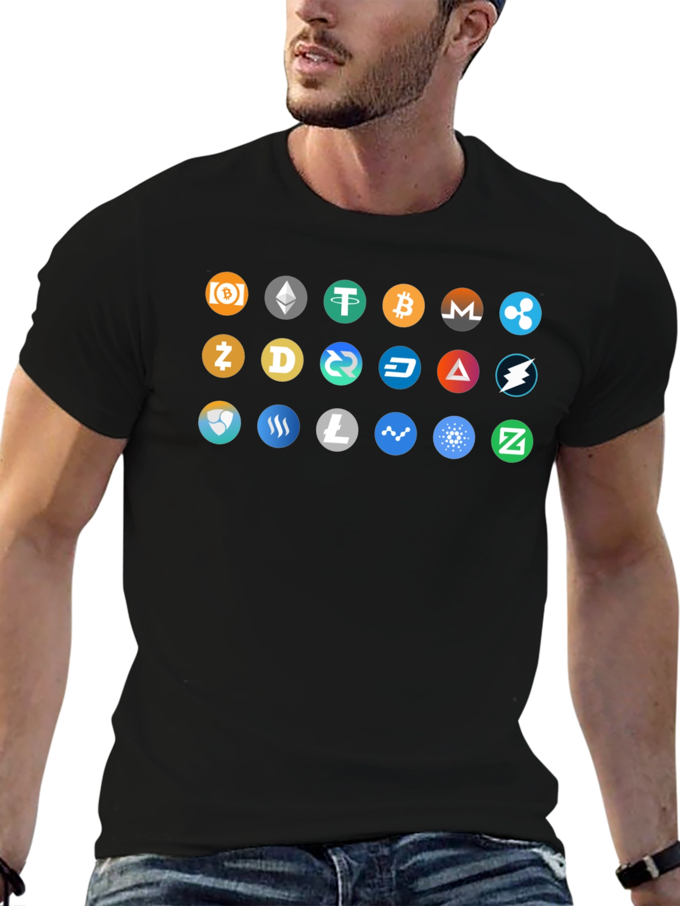 Crypto Currency Icons Black T-Shirt