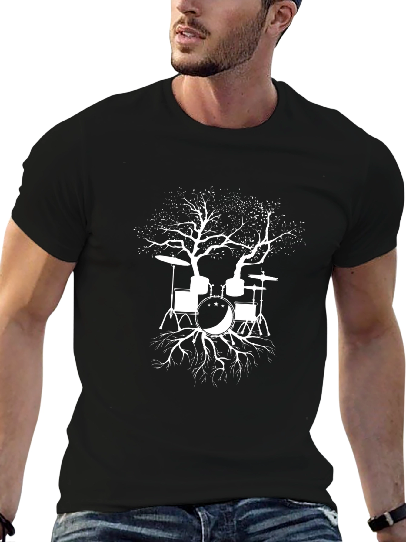 Drum Set Tree Graphic Tee - Music Lover T-Shirt
