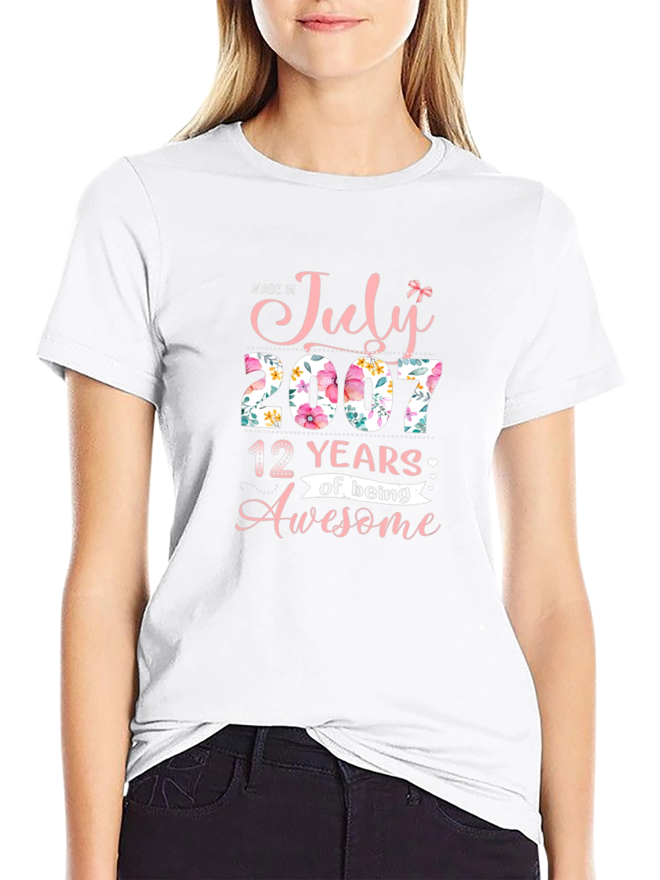 Made in July 2007 Floral T-Shirt