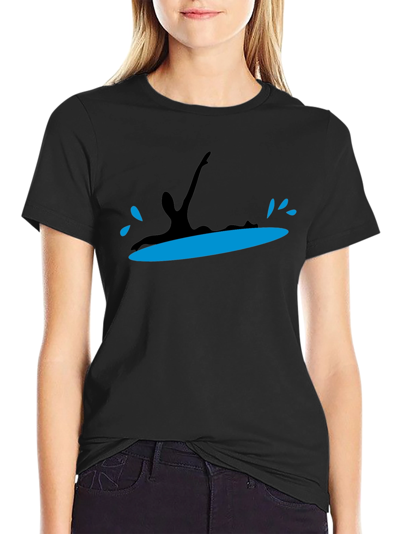 Surfing Silhouette Black T-Shirt