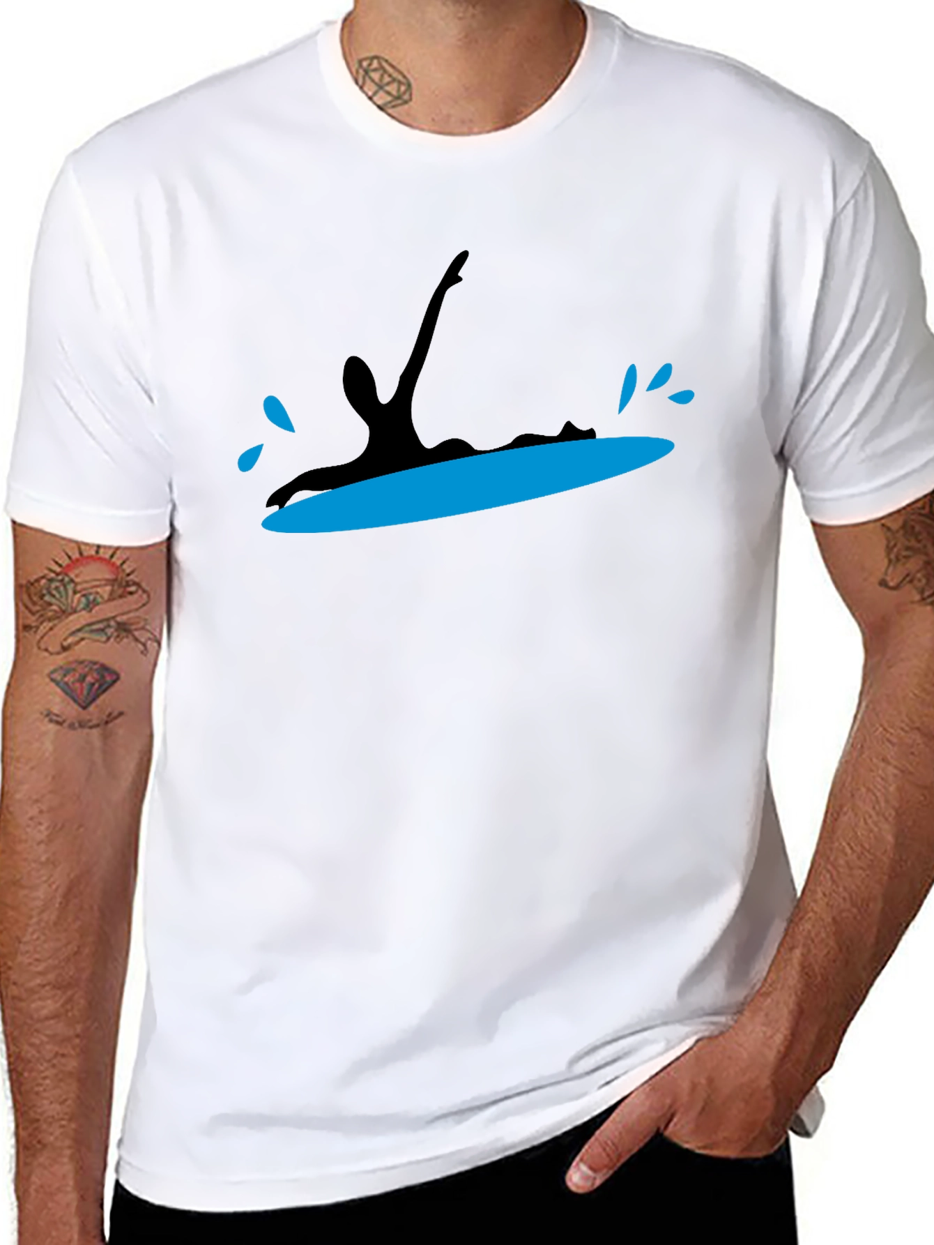 Surfing Silhouette Black T-Shirt