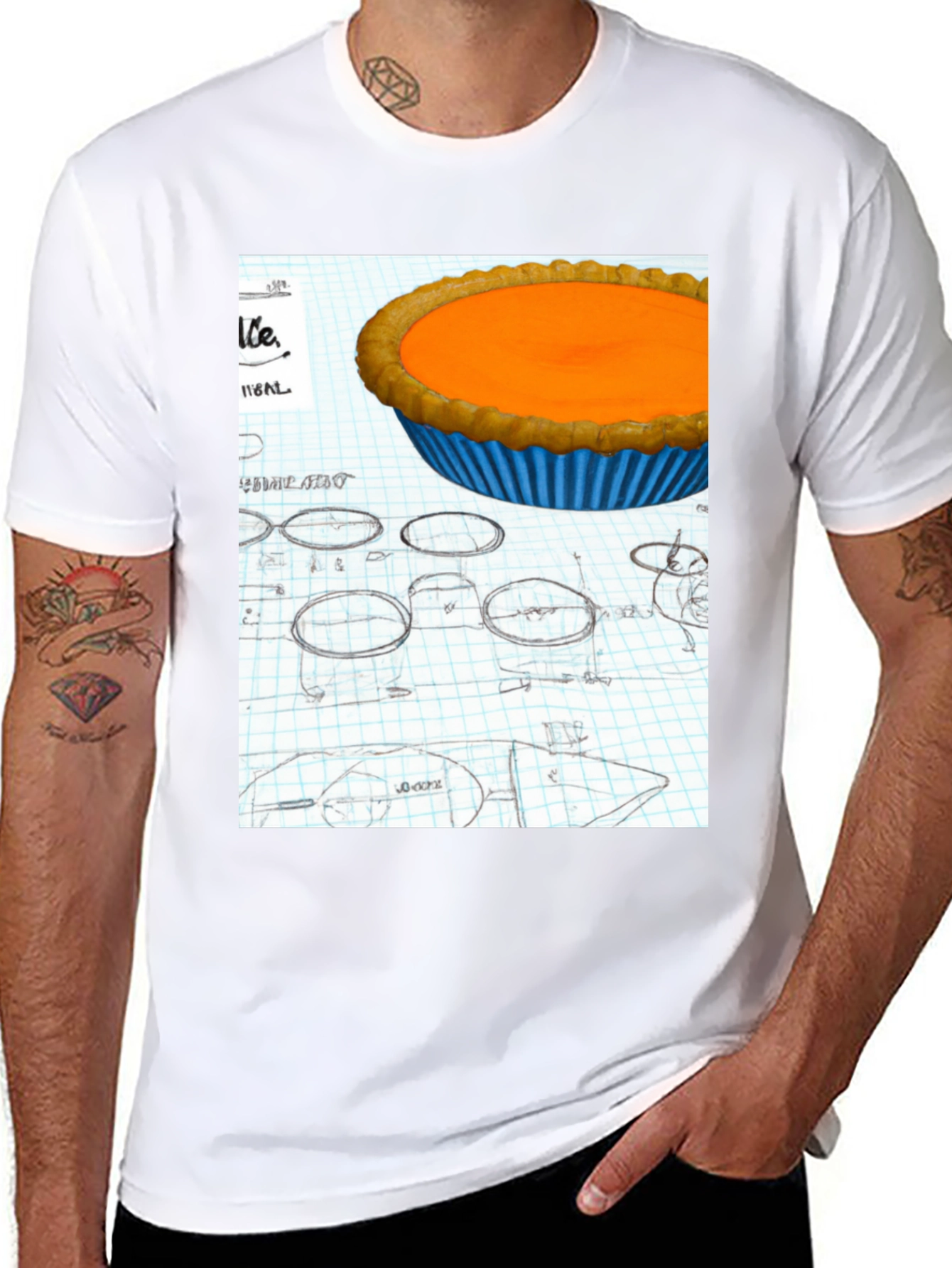 Pumpkin Pie Blueprint Black T-Shirt