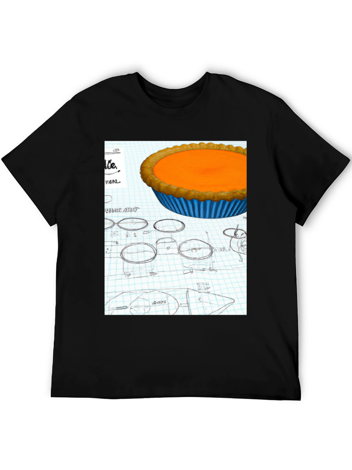 Pumpkin Pie Blueprint Black T-Shirt