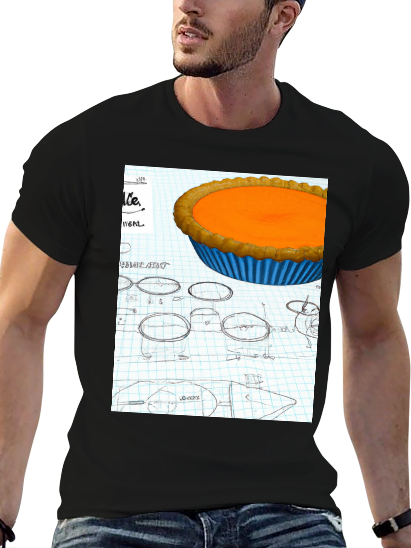 Pumpkin Pie Blueprint Black T-Shirt