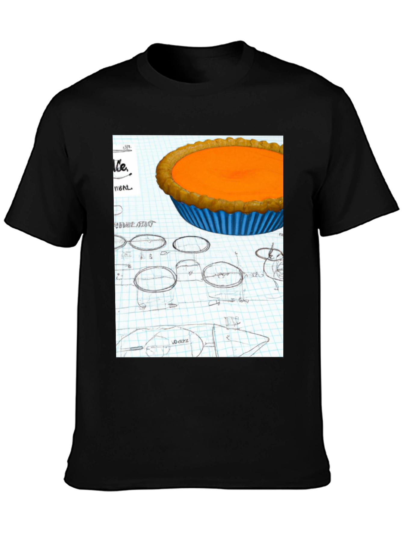 Pumpkin Pie Blueprint Black T-Shirt