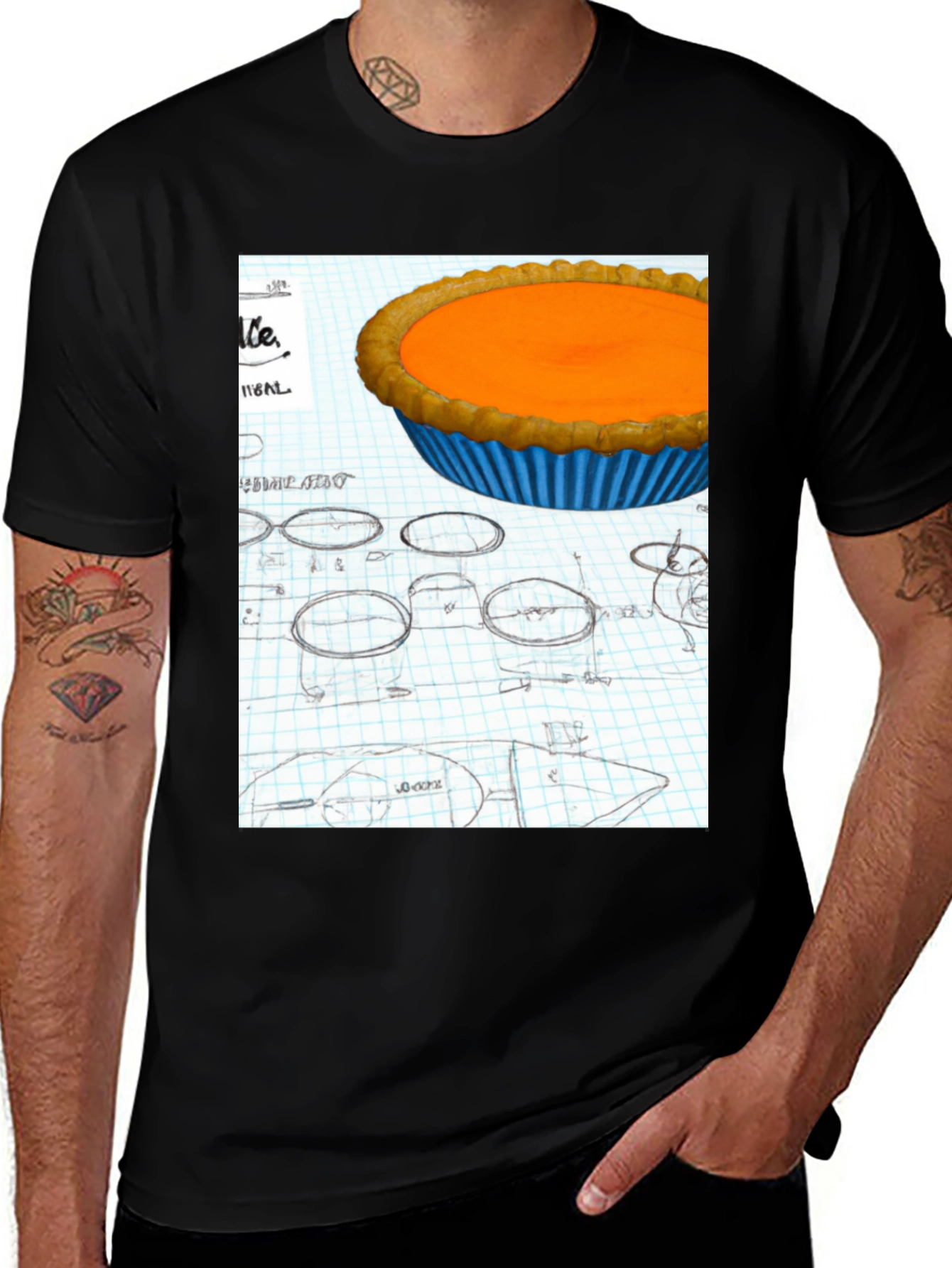 Pumpkin Pie Blueprint Black T-Shirt