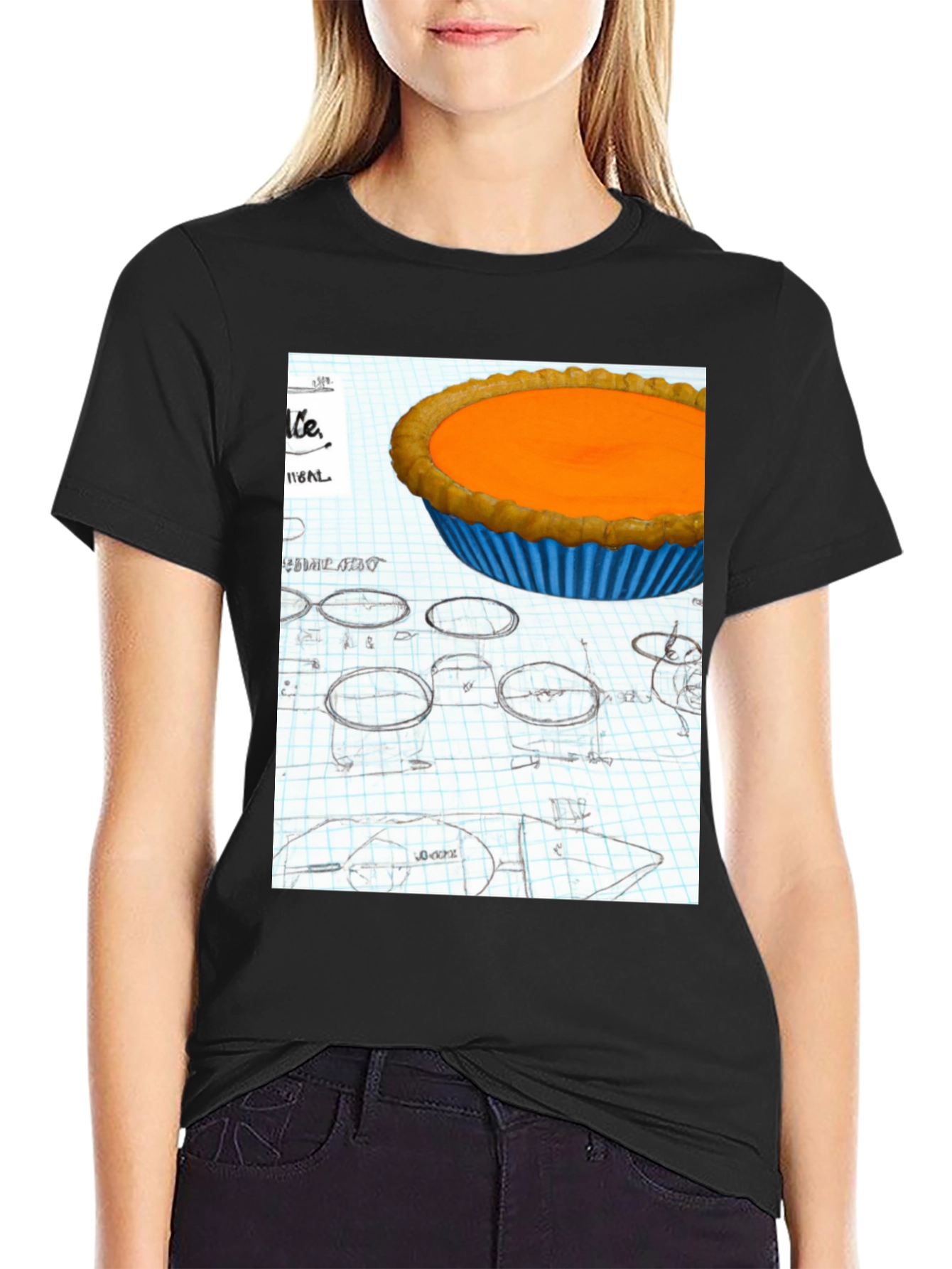 Pumpkin Pie Blueprint Black T-Shirt