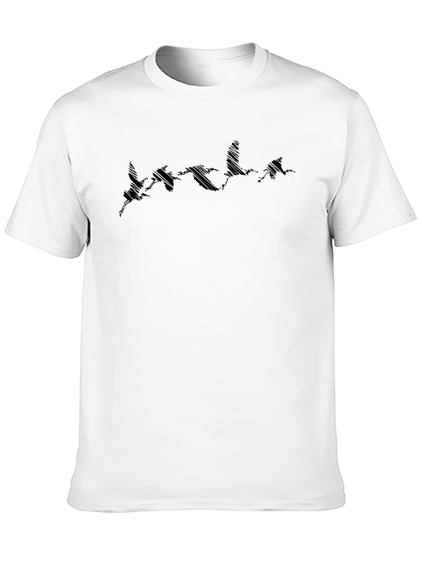 Mens Black T-Shirt with Abstract Bird Design