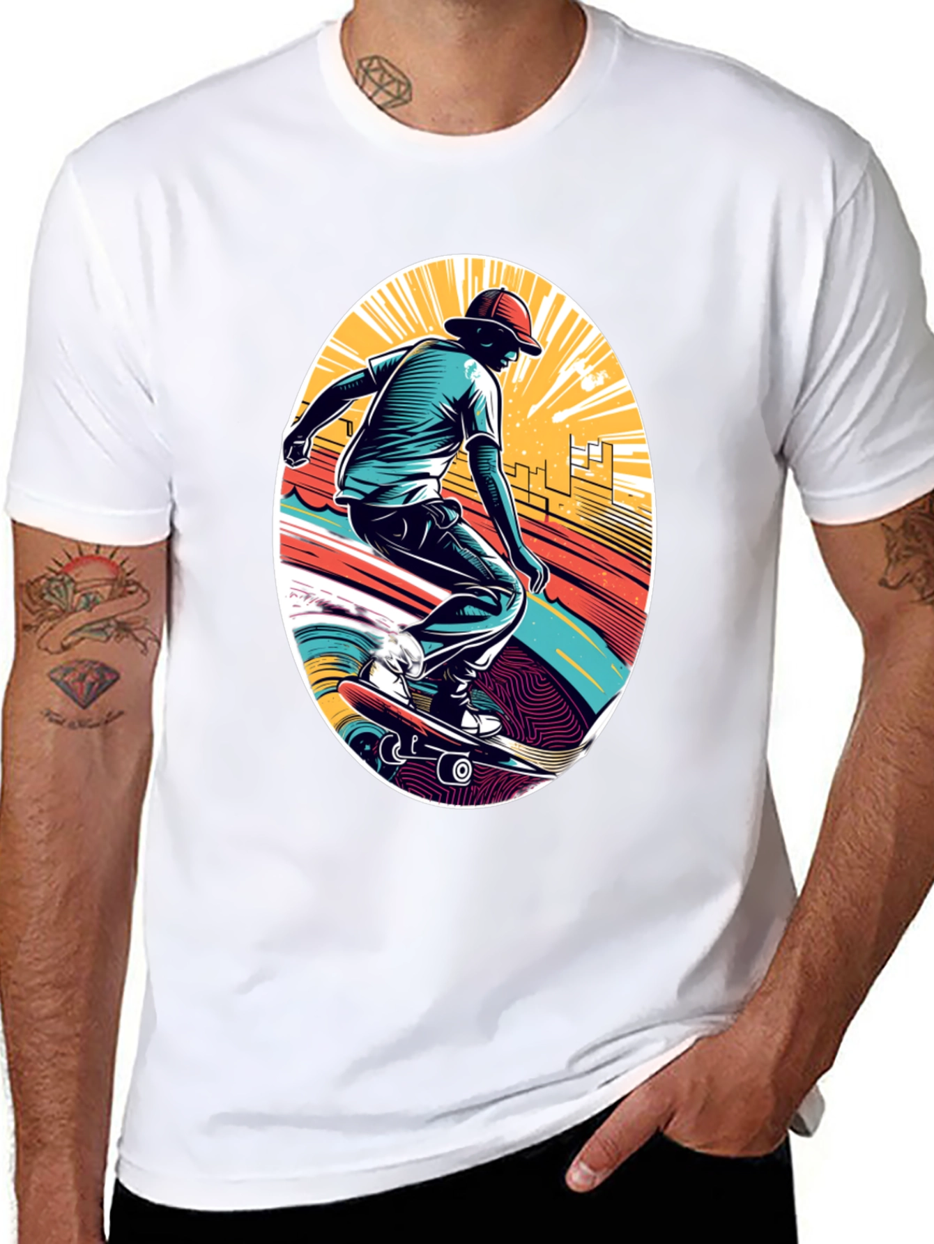 Skateboarder Graphic Black T-Shirt