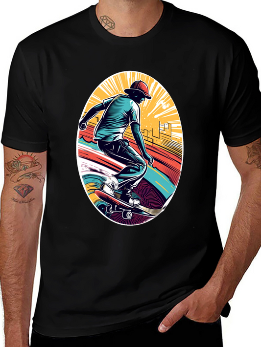 Skateboarder Graphic Black T-Shirt