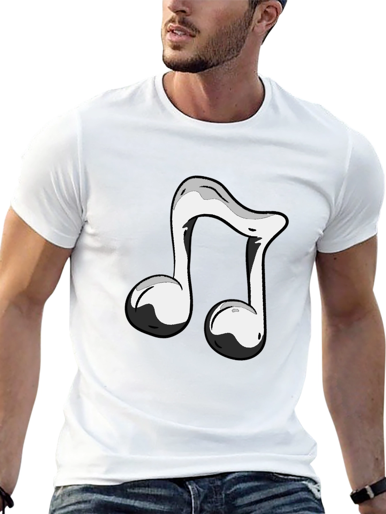 Black T-Shirt with Musical Note Design