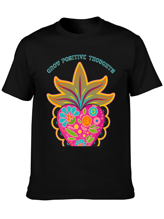 Grow Positive Thoughts Black Graphic Tee